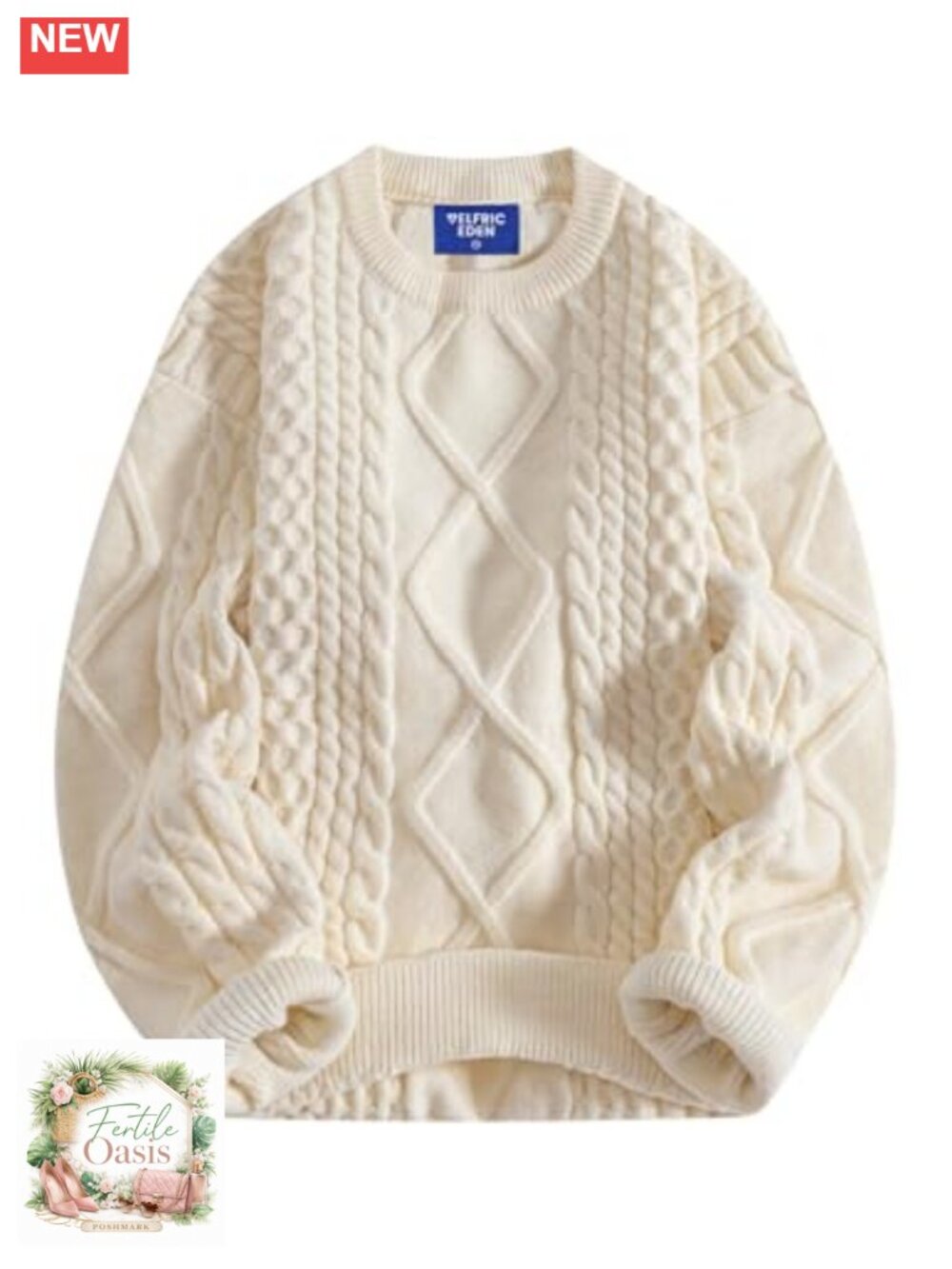 Oversized Vintage Knit Pullover Sweater Woven Crewneck